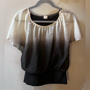 Elle Black and White Ombre Blouse